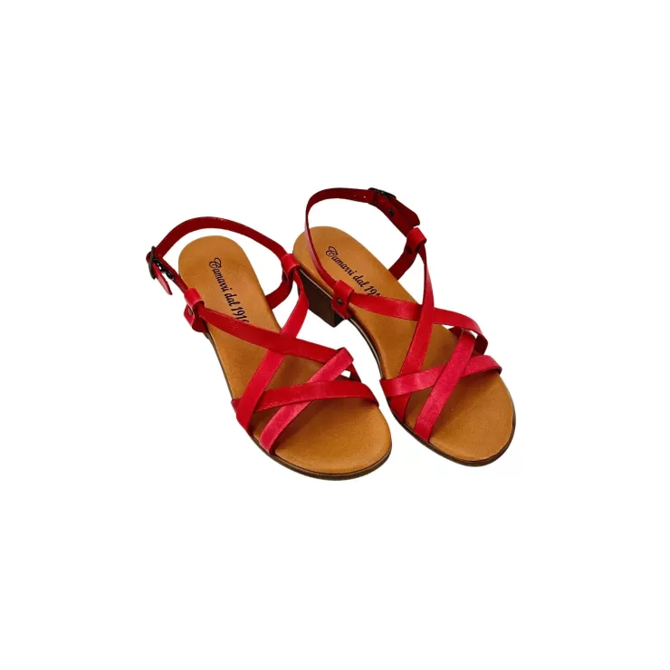 Rubber Sole*Camarri 50 Heel Sandal In Red Leather