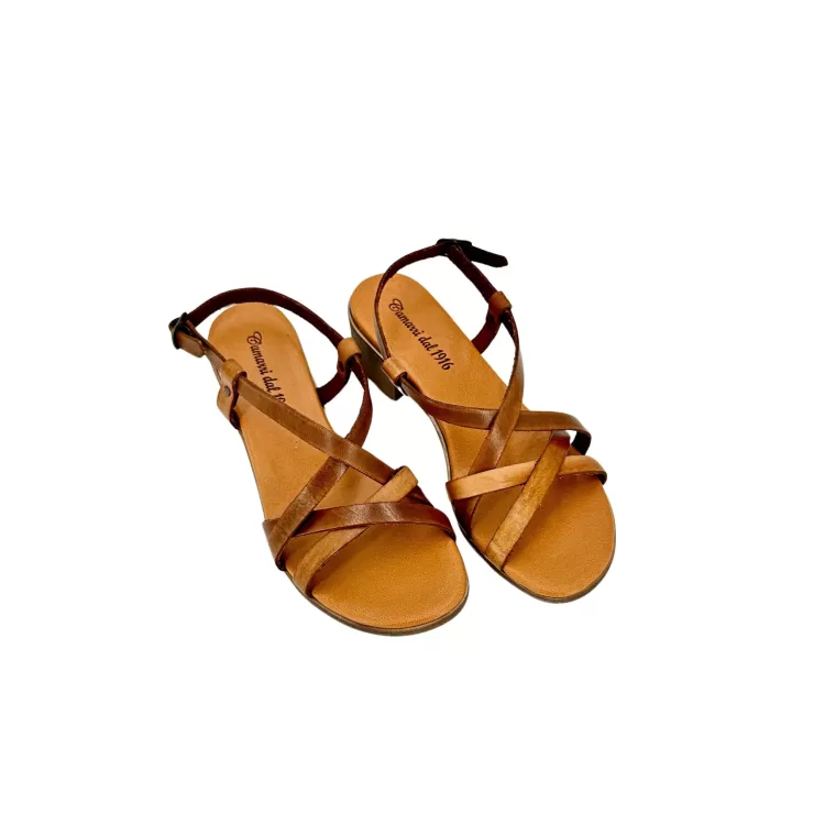 Rubber Sole*Camarri 50 Heel Sandal In Tan Leather