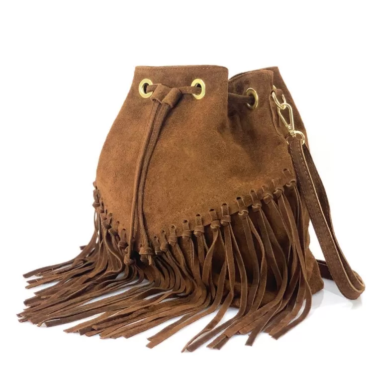 Soft Bags*Camarri Austin – Suede Bucket Bag With Fringes