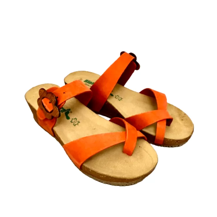 Rubber Sole*Camarri Bionatura Orange Nubuck Thong Slipper