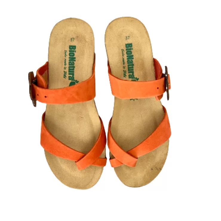 Rubber Sole*Camarri Bionatura Orange Nubuck Thong Slipper