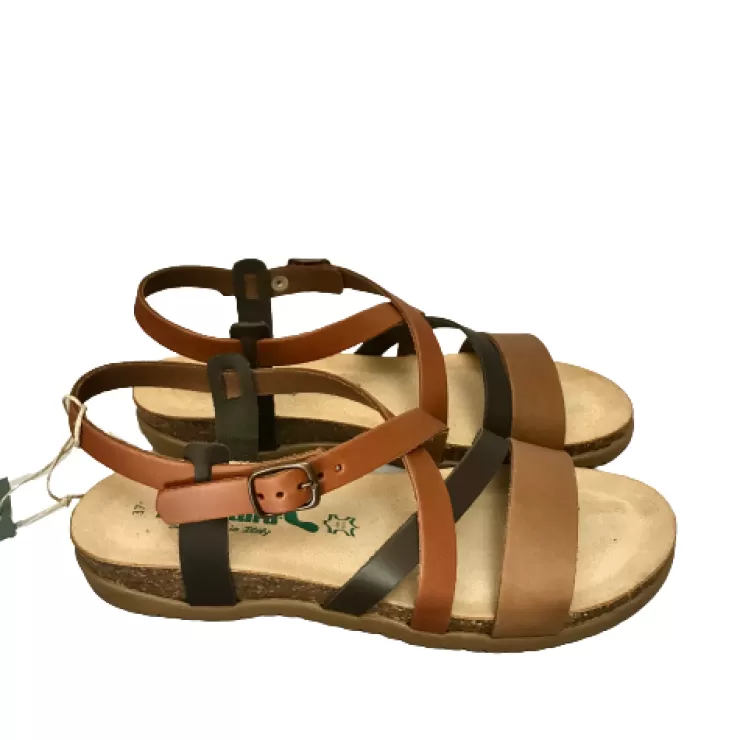 Rubber Sole*Camarri Bionatura Sandal In Brandy Leather