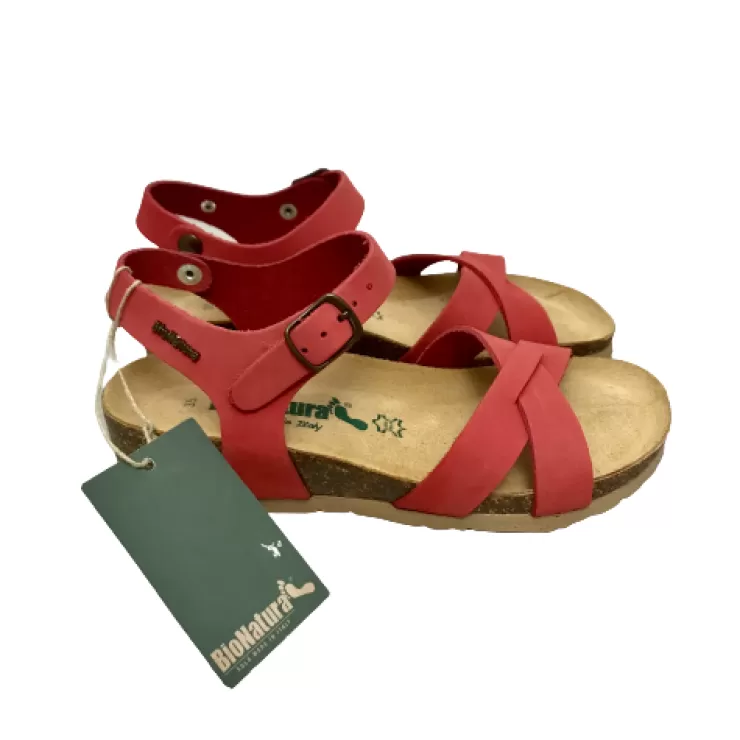 Rubber Sole*Camarri Bionatura Sandal In Coral Leather