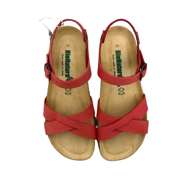 Rubber Sole*Camarri Bionatura Sandal In Coral Leather