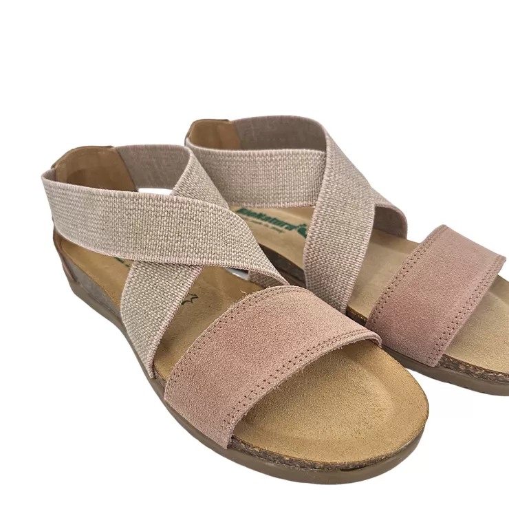 Rubber Sole*Camarri Bionatura Sandal With Dusty Pink Elastic