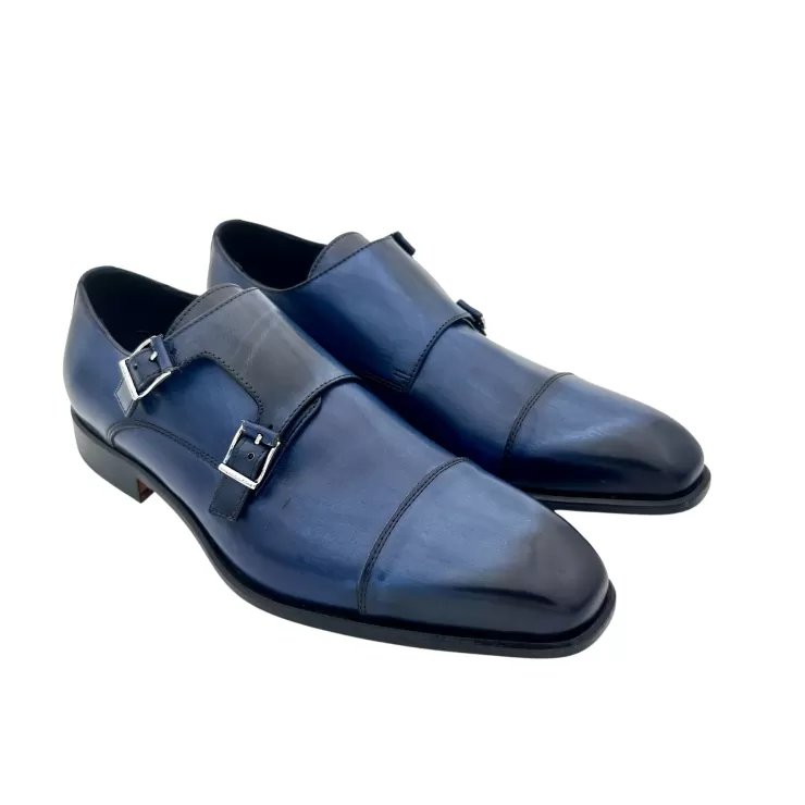 With Buckle*Camarri Blue Shaded Double Buckle Shoe