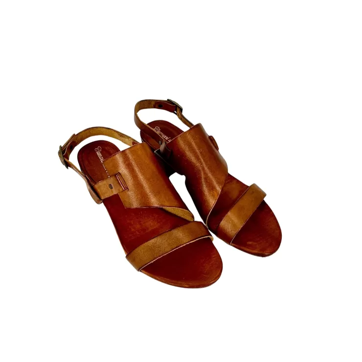 Rubber Sole*Camarri Brown Dipped Leather Sandal