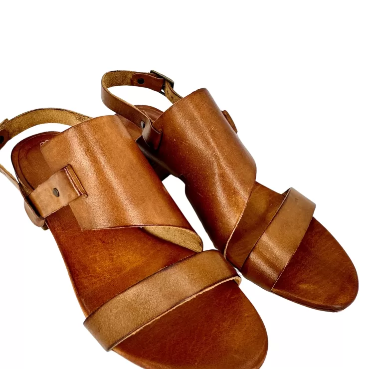 Rubber Sole*Camarri Brown Dipped Leather Sandal