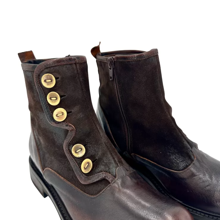 Tronchetti*Camarri 1916 Dark Brown Leather And Suede Ankle Boot