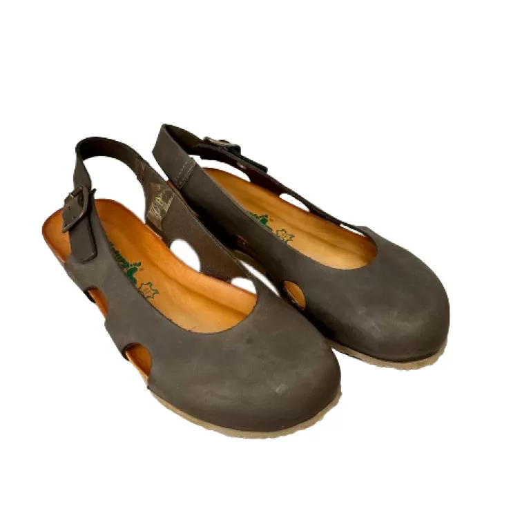 Rubber Sole*Camarri Closed Toe Bionatura Sandal In Dark Brown Oiled Leather