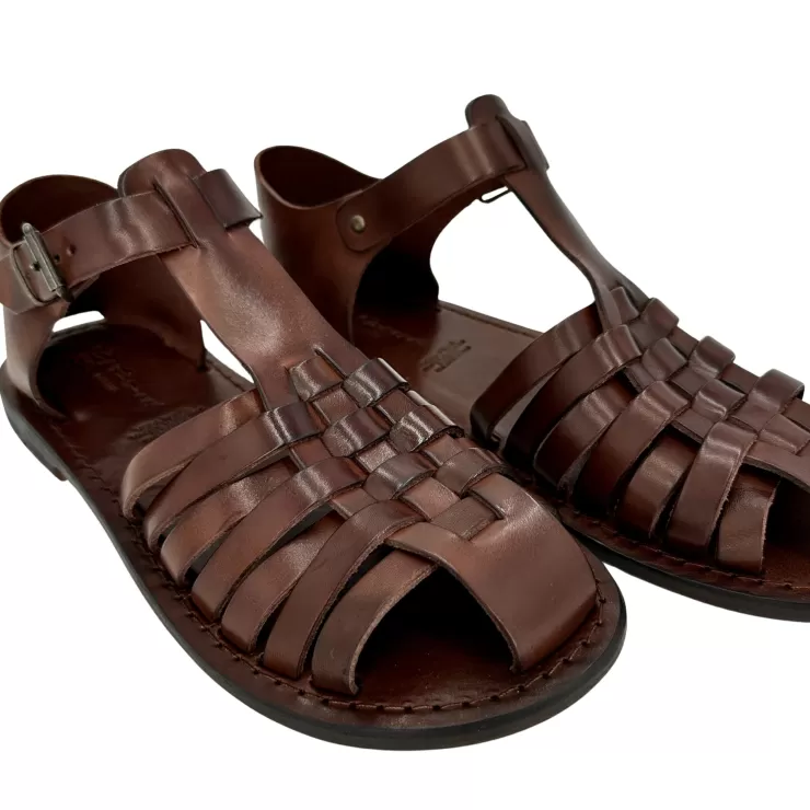 Sandals And Sabots*Camarri Dark Brown Leather Sandal Mod. 7017