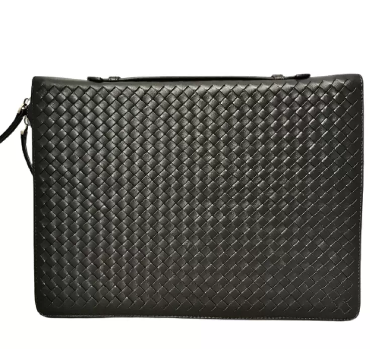 Business Briefcases And Leather Goods*Camarri Document Holder In Woven Leather Brown