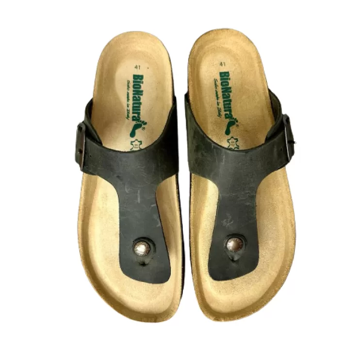 Sandals And Sabots*Camarri Flip-flop In Forest Green Bionatura Oiled Leather