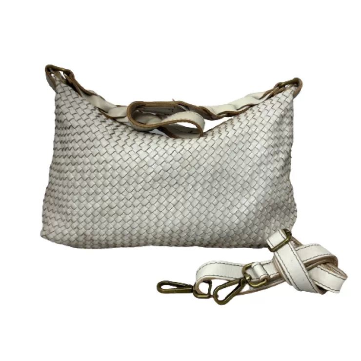 Soft Bags*Camarri Handcrafted Bag In Woven Leather cream