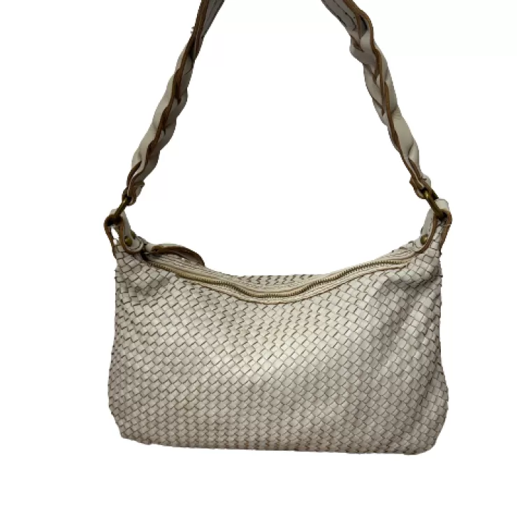 Soft Bags*Camarri Handcrafted Bag In Woven Leather cream