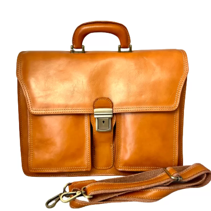 Business Briefcases And Leather Goods*Camarri Handcrafted Briefcase With 3 Compartments leather