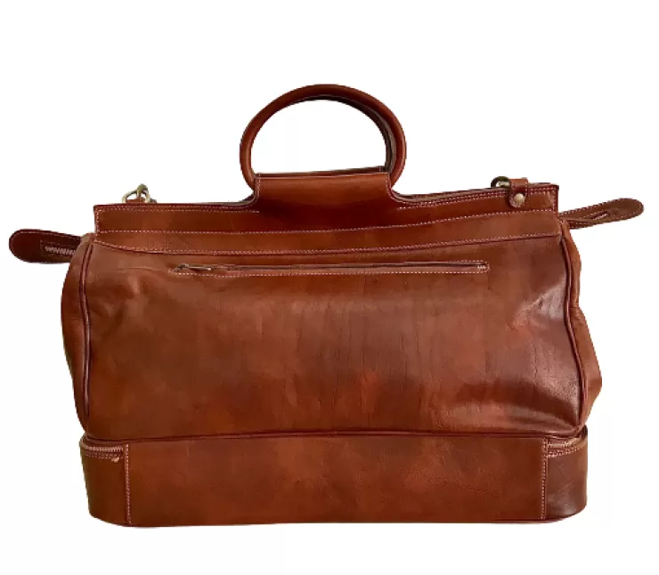 Travel Bags And Leather Goods*Camarri Handcrafted Duffel Bag With Rigid Compartment leather