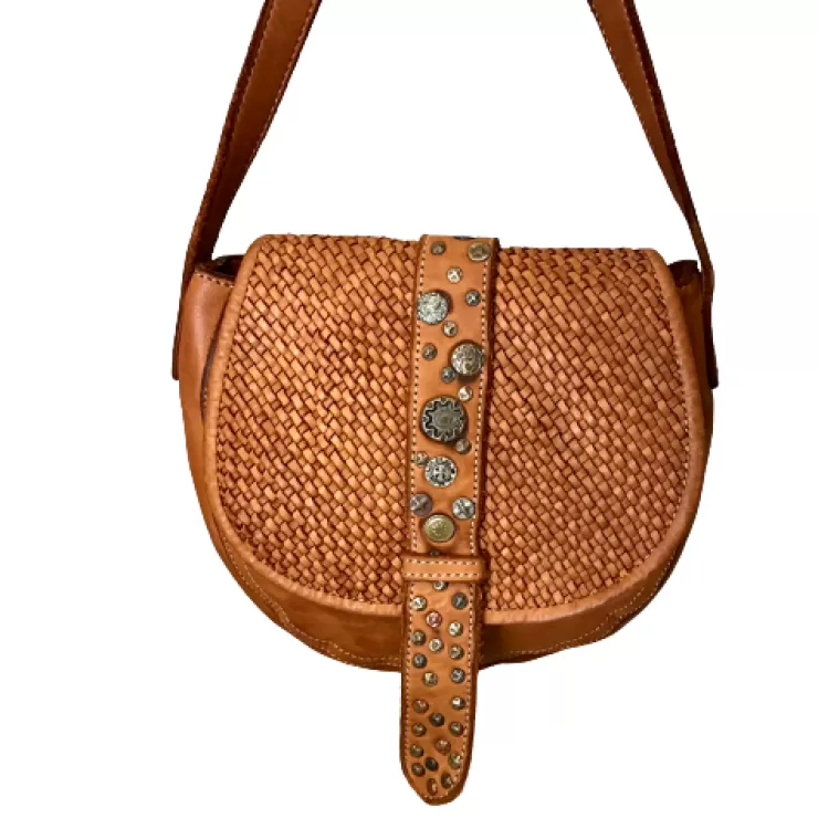 Soft Bags*Camarri Handcrafted Mini Bag In Woven Leather And Studs