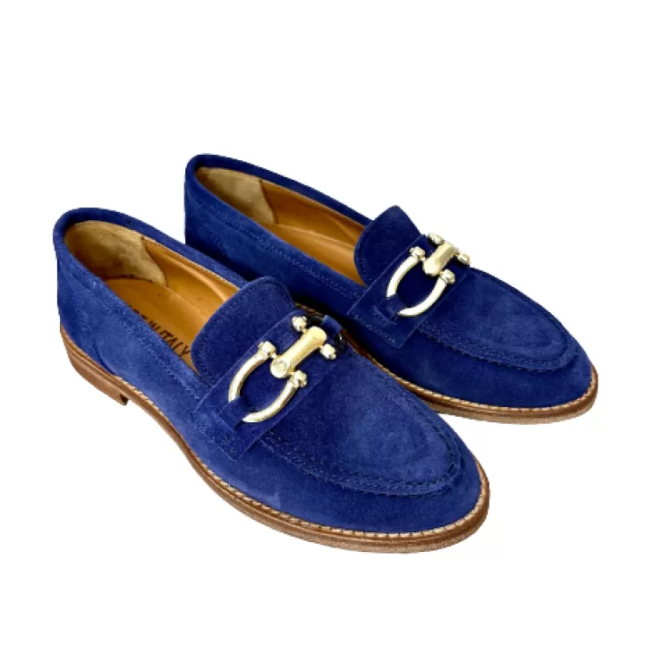 Loafers/Mocassins*Camarri Handcrafted Moccasin In Blue Nubuck With Horsebit