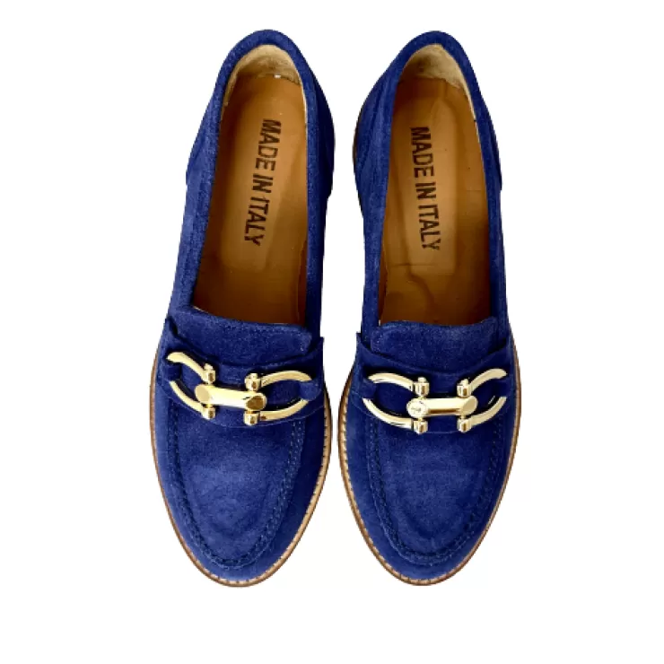 Loafers/Mocassins*Camarri Handcrafted Moccasin In Blue Nubuck With Horsebit