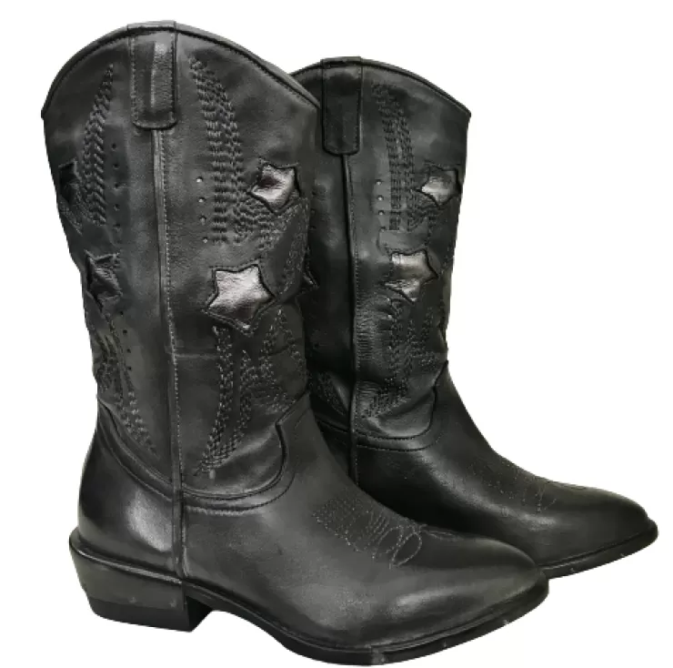 Boots*Camarri Handcrafted Texan In Medium Anthracite Leather