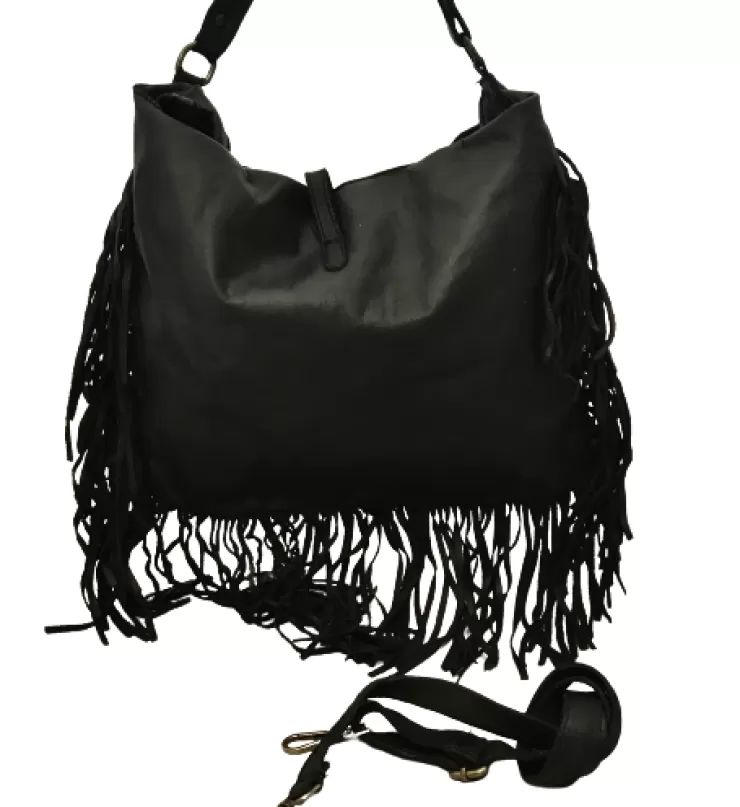 Soft Bags*Camarri Handmade Bag In Washed Leather With Fringes