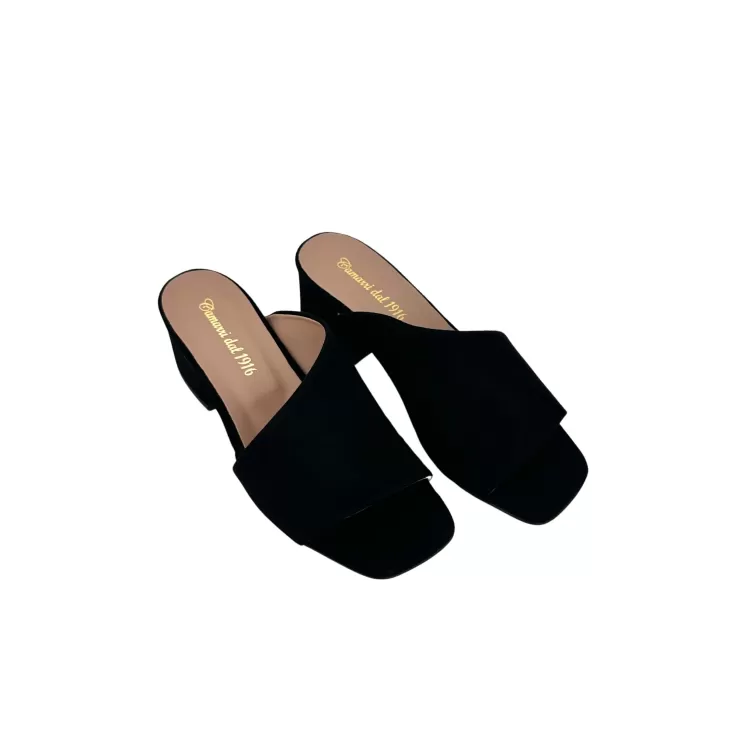 Leather Sole*Camarri Handmade Slipper In Black Suede