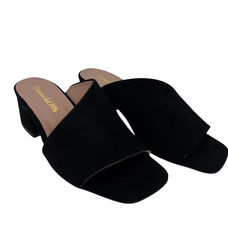 Leather Sole*Camarri Handmade Slipper In Black Suede