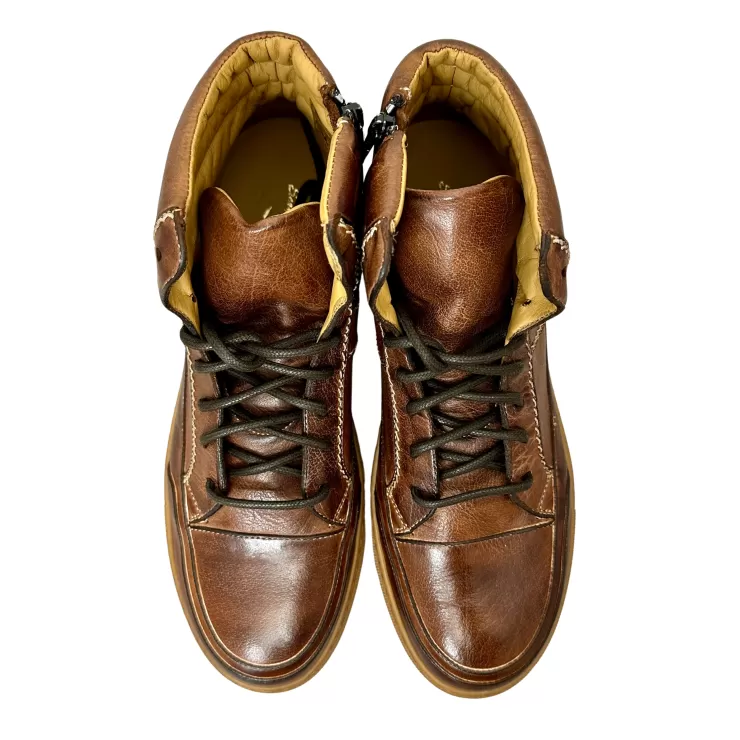 Sports*Camarri High-top Brown Dipped Handmade Sneaker