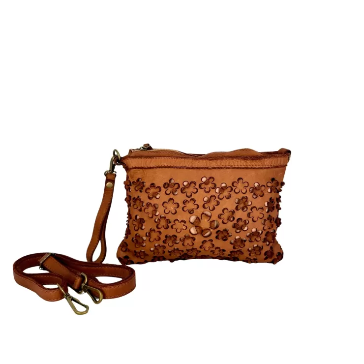 Soft Bags*Camarri Lillà Small – Leather Clutch Bag With Lasered Flowers