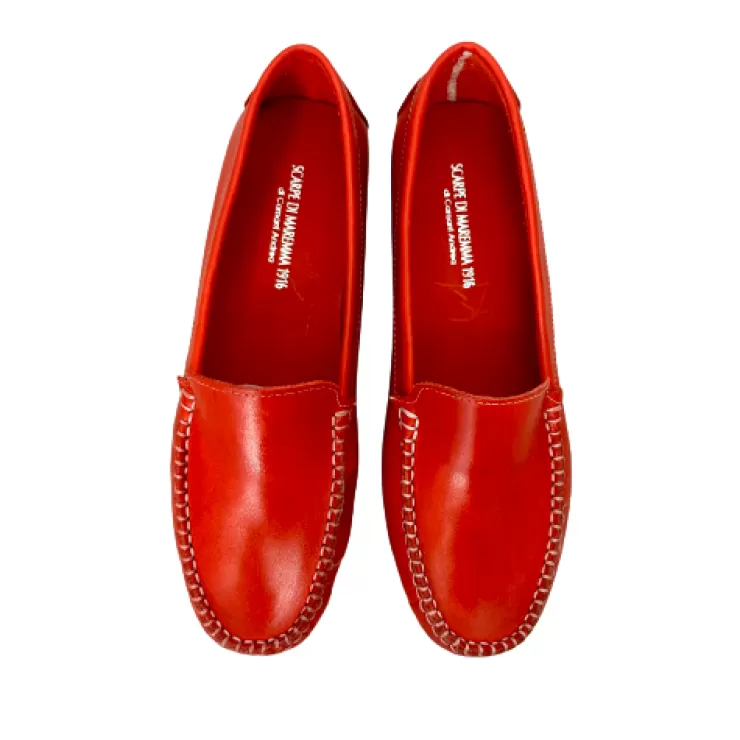 Loafers/Mocassins*Camarri Red Unlined Handmade Moccasin