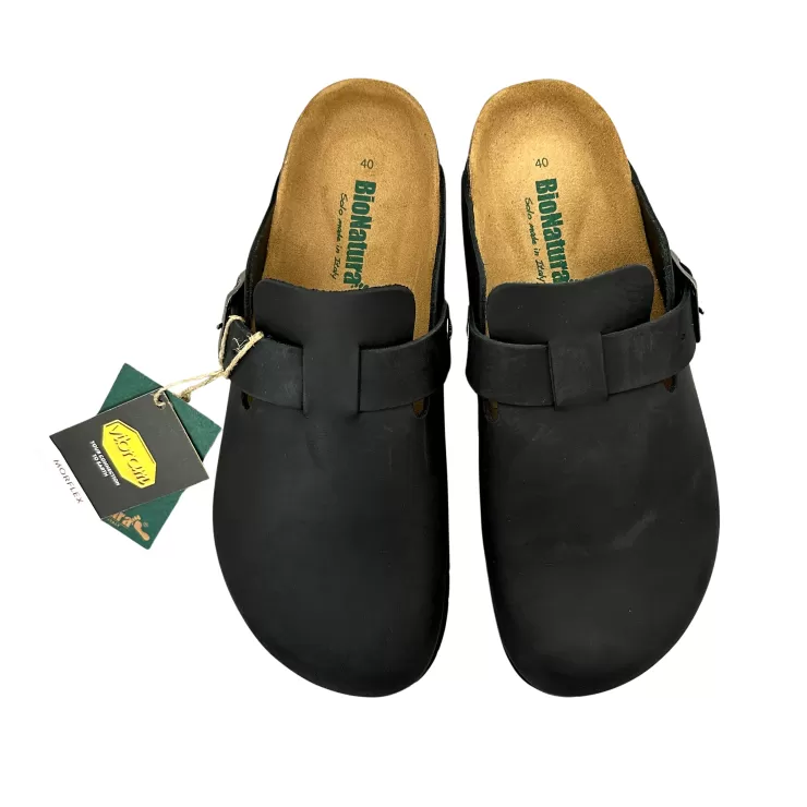 Rubber Sole | Sandals And Sabots*Camarri Sabot In Black Bionatura Oiled Leather Vibram