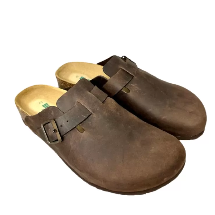 Rubber Sole | Sandals And Sabots*Camarri Sabot In Vibram Dark Brown Bionatura Oiled Leather