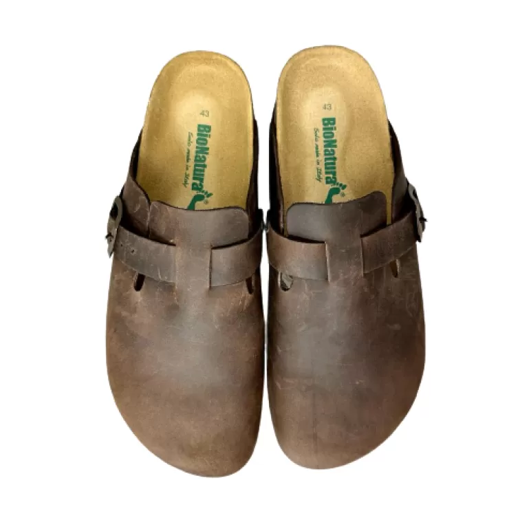 Rubber Sole | Sandals And Sabots*Camarri Sabot In Vibram Dark Brown Bionatura Oiled Leather