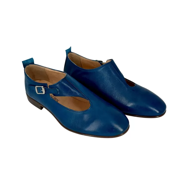 Lace-Ups*Camarri Shoe With Handcrafted Buckle In Blue Dipped Leather