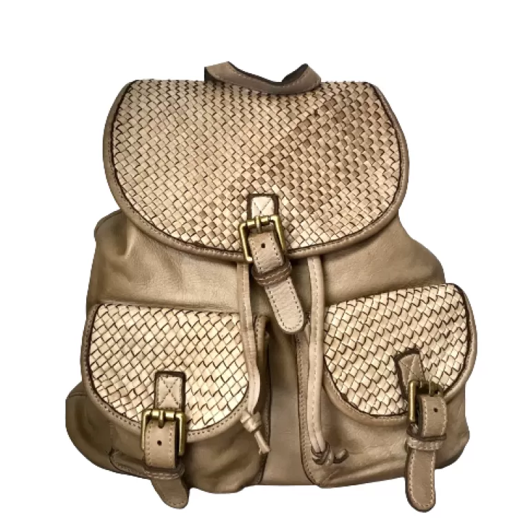 Backpacks | Backpacks*Camarri Tancredi – Handmade Taupe Backpack With Woven Flaps