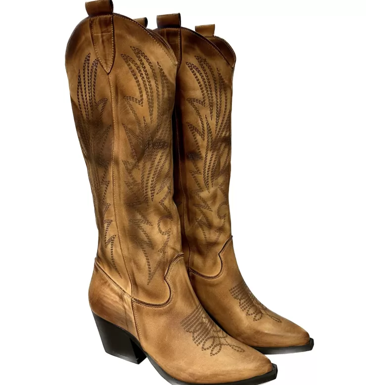 Boots*Camarri Texan Handcrafted In High Leather Lasered Leather