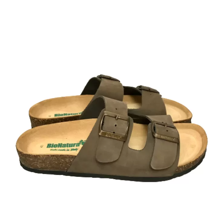 Rubber Sole | Sandals And Sabots*Camarri Two Bands Bionatura Slipper In Dark Brown Nubuck Leather