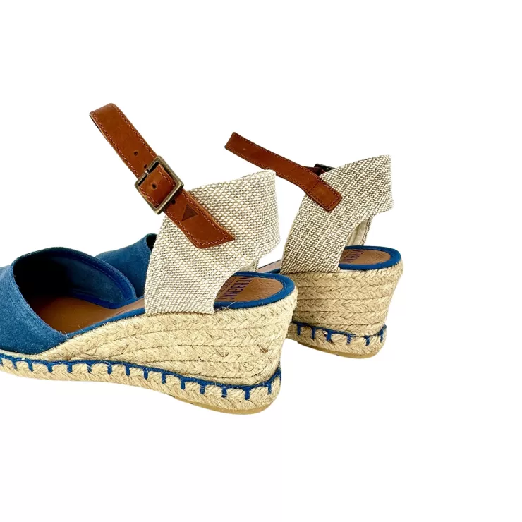 Rubber Sole*Camarri Verbenas Blue Iris Suede Wedge Espadrilles