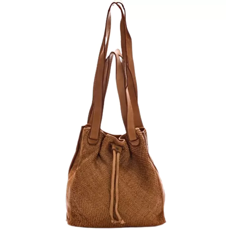 Soft Bags*Camarri Woven Leather Bucket Bag With Two Shoulder Straps