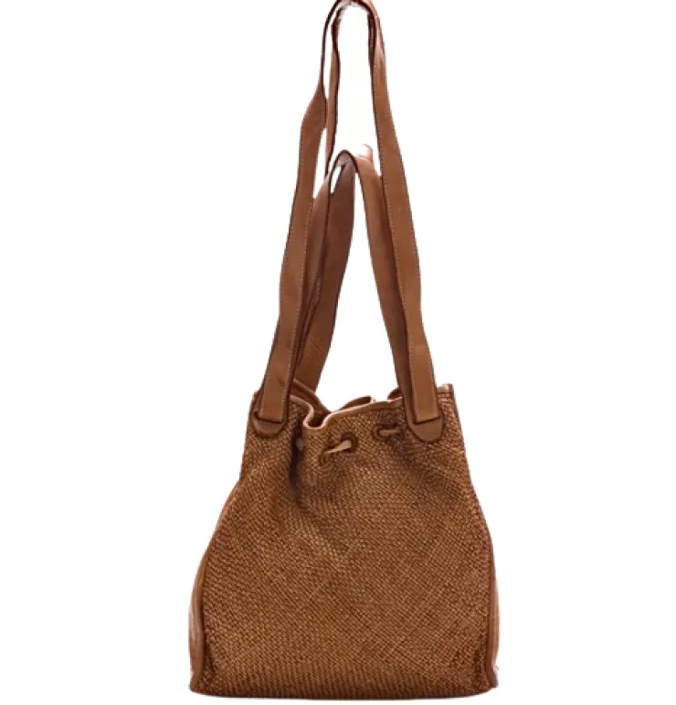 Soft Bags*Camarri Woven Leather Bucket Bag With Two Shoulder Straps