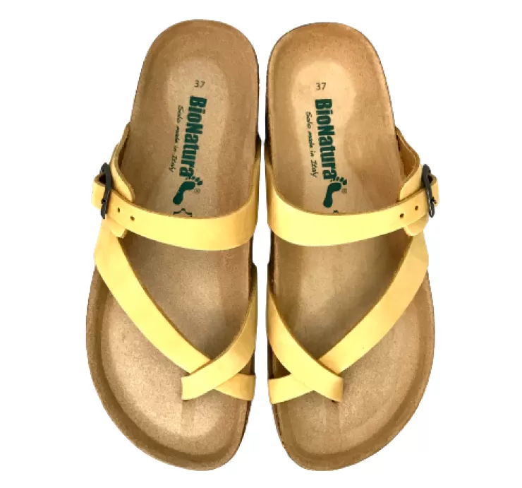 Rubber Sole*Camarri Yellow Bionatura Slipper In Nubuck